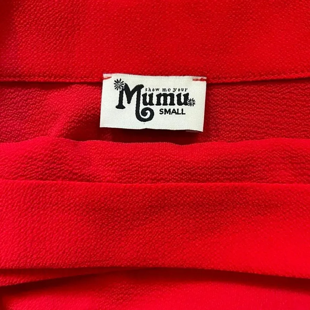 Show Me Your MuMu Red Wrap Mini Skirt Size S Flirty y2k Flutter Hem
